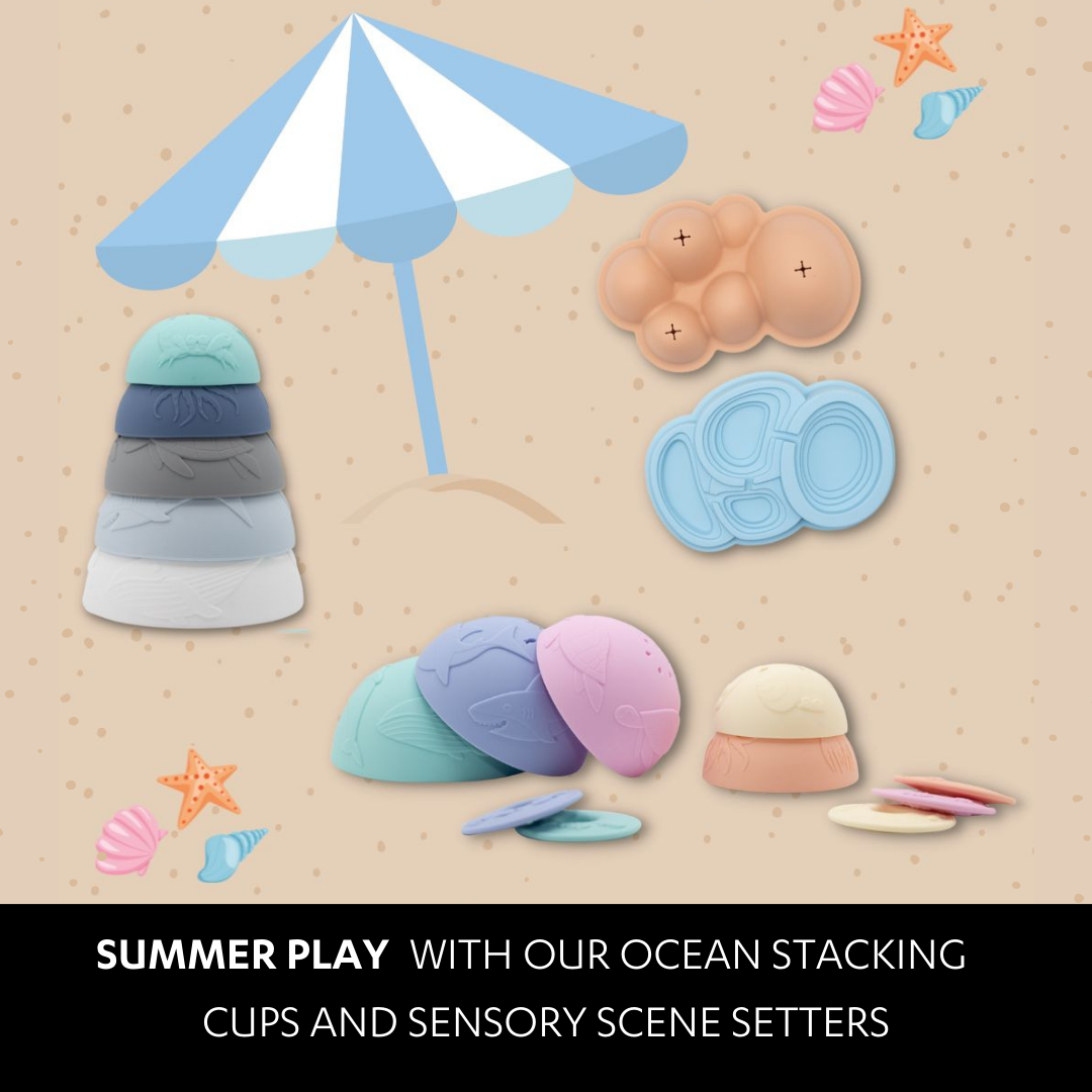 How to use our Ocean Stacking Cups and Sensory Scene Setters during the summer!