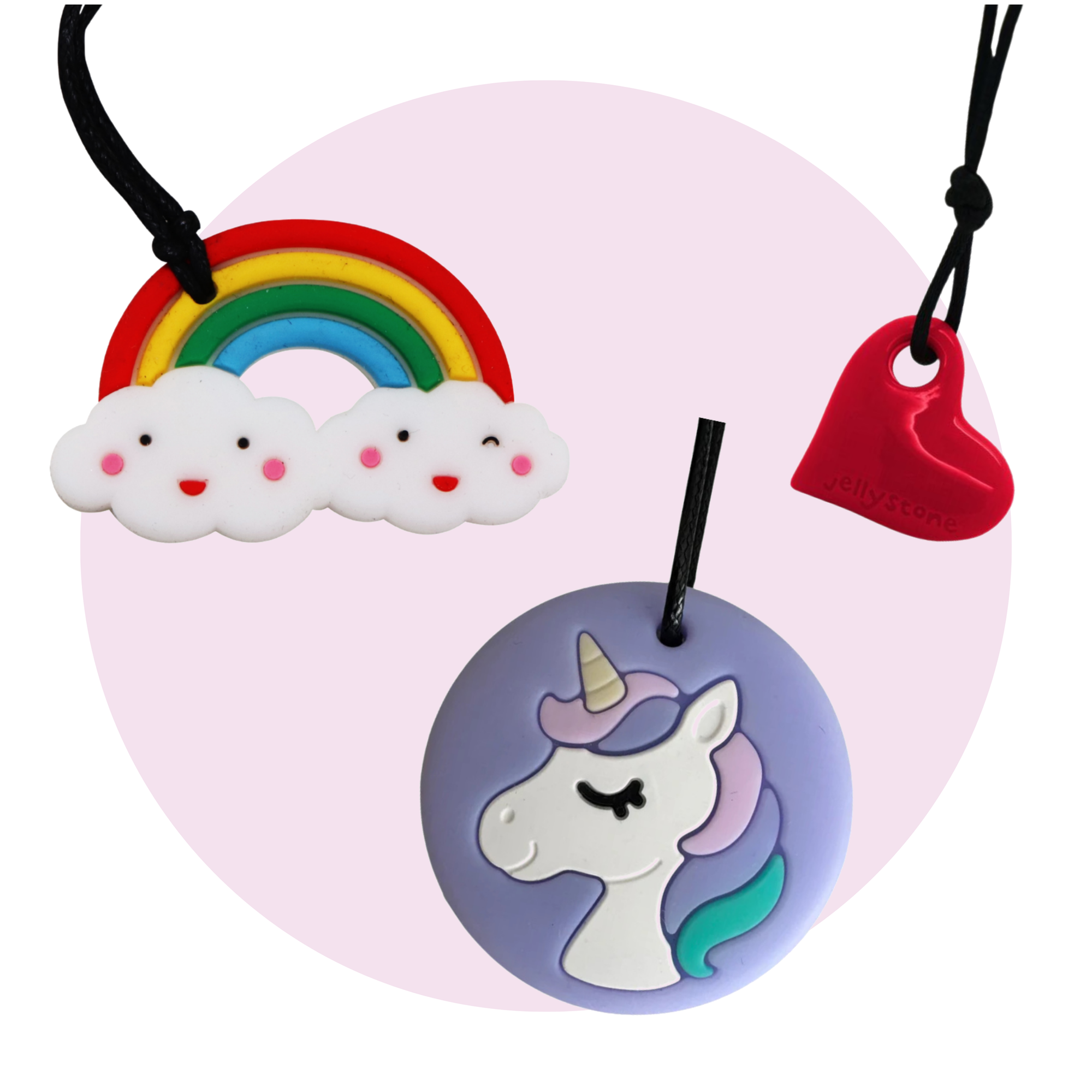 Sampler Pack - Chew Pendants Rainbow, Unicorn + Heart