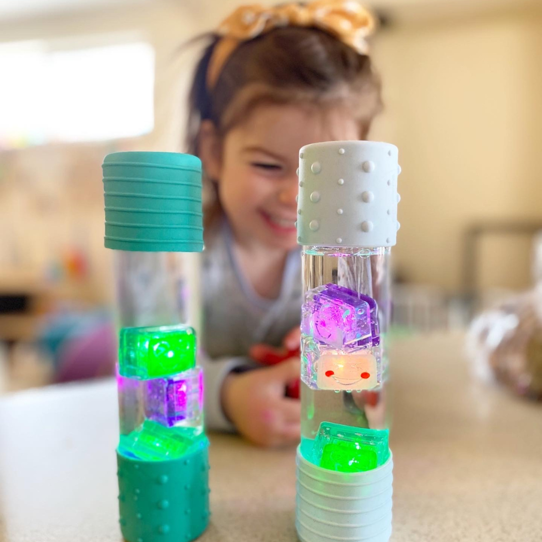 Light up cubes in calm down bottle