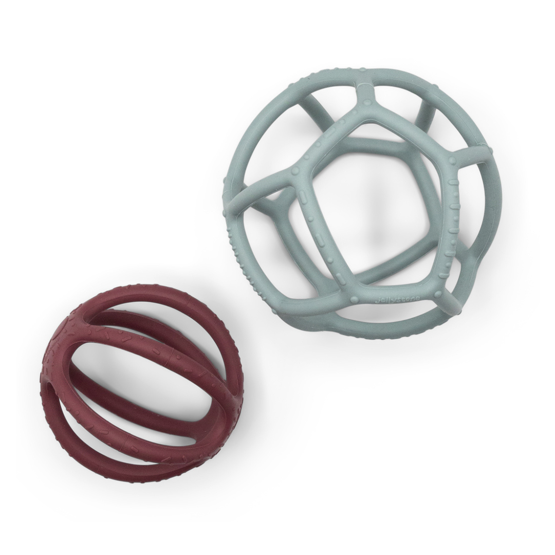 Silicone sensory balls on white background