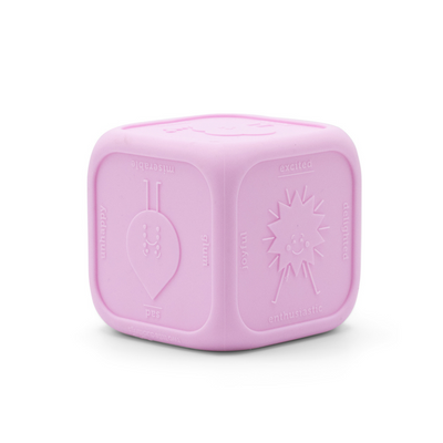 Pink Silicone Cube on White Background