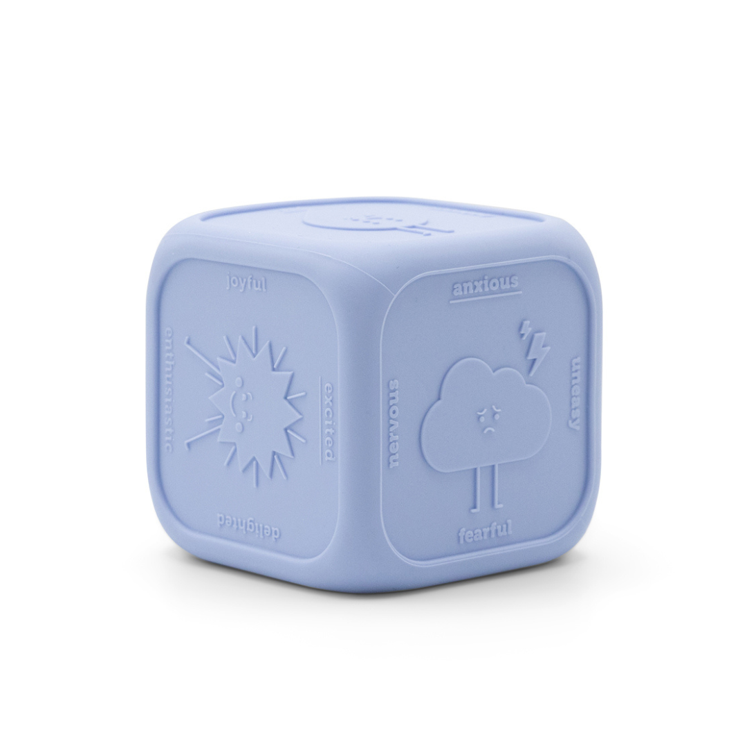 Blue Silicone Cube on White Background 