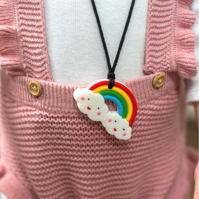 Girl wearing Rainbow Pendant